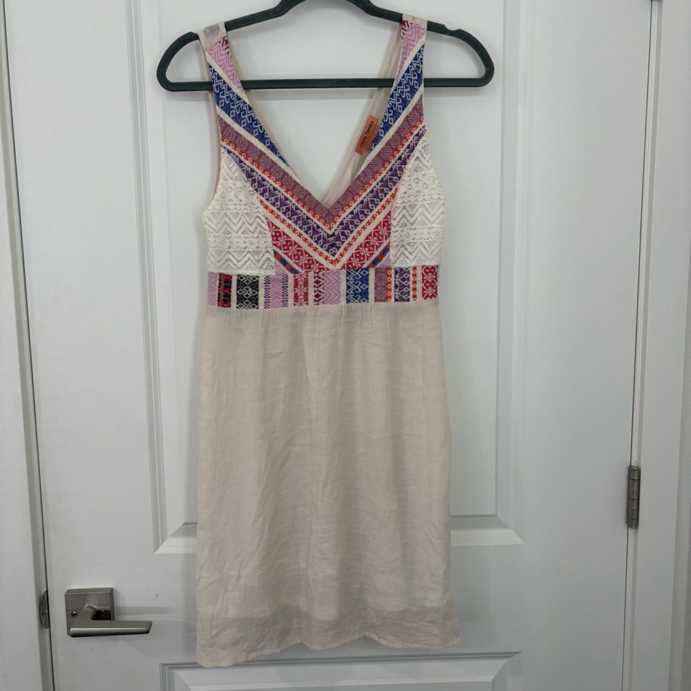 Flying Tomato Women Dress Embroiderd Sleeveless V Neck S Boho Coastal Fit Flare